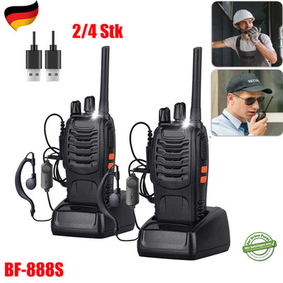 2/4x BF-888S Walkie Talkie Sprechfunkgeräte 5KM Funkgeräte Hand-Funkge 16 Kanäle