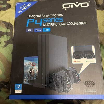 PS4/Slim/Pro Dual Controller Charger with Vertical Cooling Stand, Game Storage
