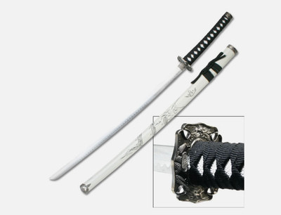 40'' White Dragon SAMURAI NINJA Bushido KATANA Japanese Sword Carbon Steel Blade