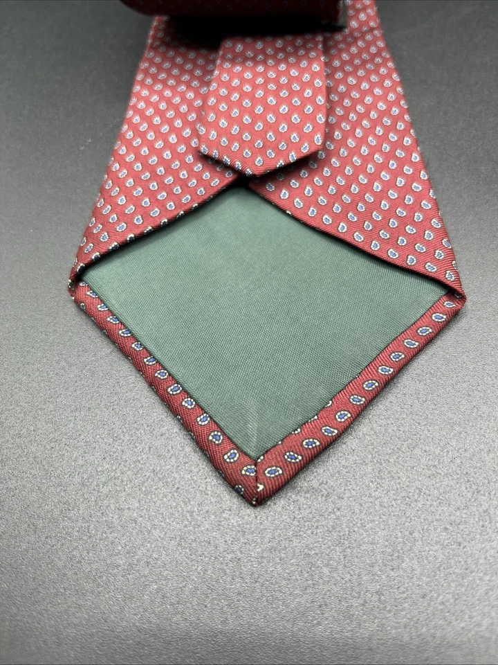 Corbata vintage con patrón de cachemira borgoña borgoña de seda para hombre BERT PULITZER ~ Foto 3 de 4