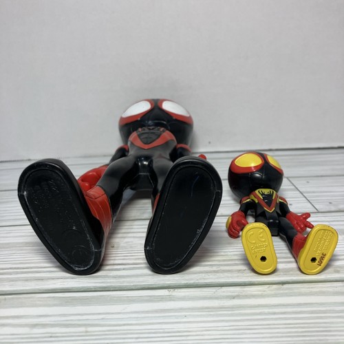 Marvel Spider-Man Miles Morales Figures Lot of 2 Large 9” & Small 4” Toys - Picture 3 of 5
