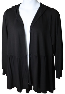 Torrid Shirred Waist Hooded Open Cardigan Light weight Black Size 3 (K36)