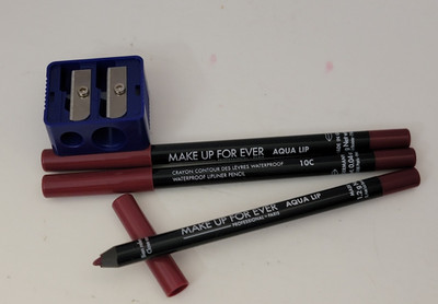 3 pk MAKE UP FOR EVER AQUA LIP WATERPROOF LIPLINER PENCIL 10 C FREE SHARPENER