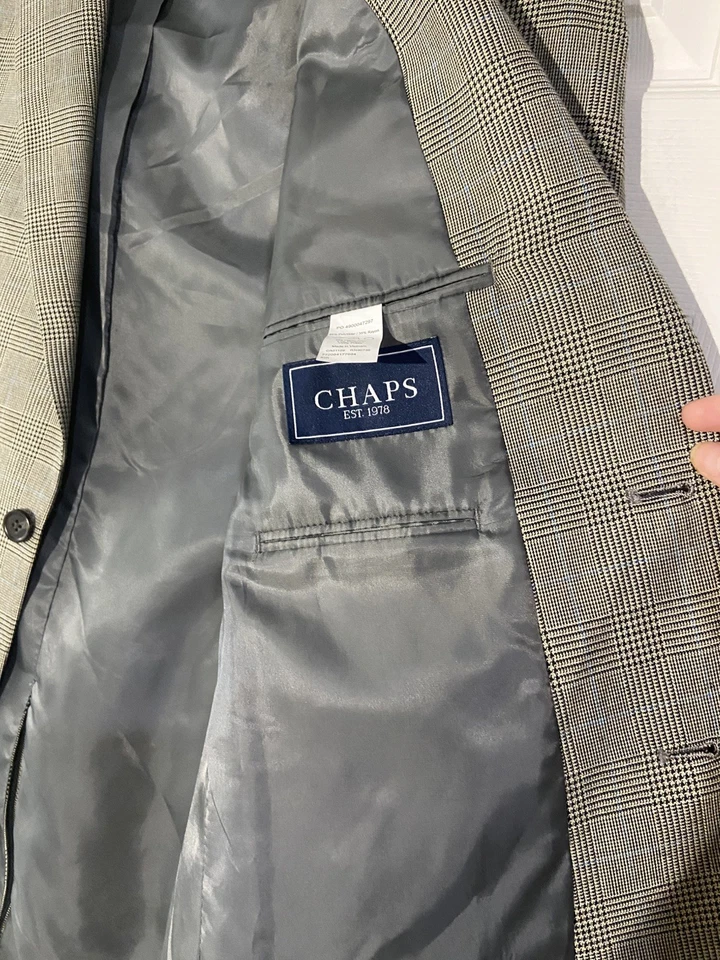Chaps Ralph Lauren мужской серый 42R Blazer спортивное пальто костюм куртка Glen клетку - Изображение 4 из 4