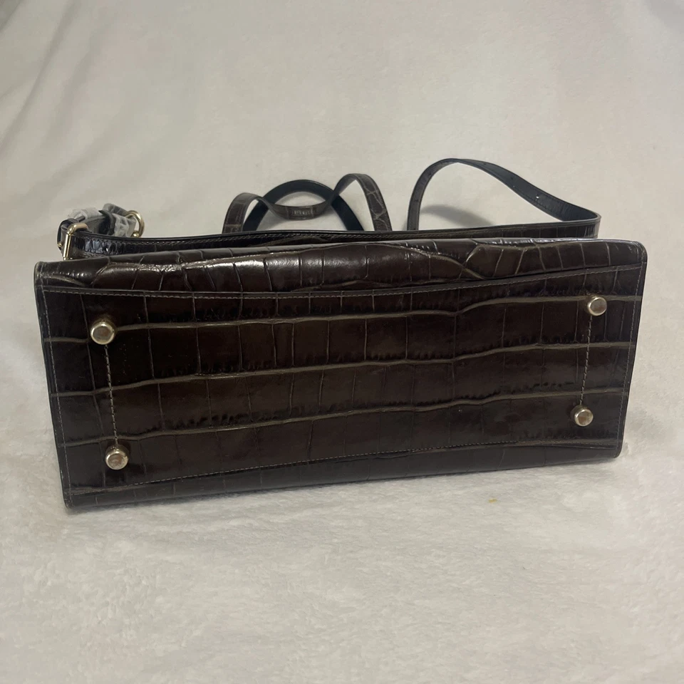 Brown COACH NINA CARRYALL LEATHER Crocodile Embossed LARGE TOTE Purse - Image 4 of 4