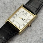 Vintage Seiko Roman Numeral Analog Watch Gold Tone 7N01-0EZ0 Tank - New Bat
