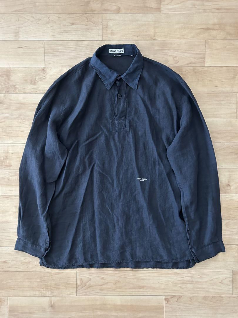 Stone Island 1996 Vintage Linen Shirt Marina, Rare SS Stone Island 1996 Vintage Linen Shirt Marina, Rare SS