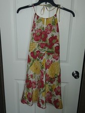 Women's Loft  Floral Halter Top Dress Backless Size 0P Wedding