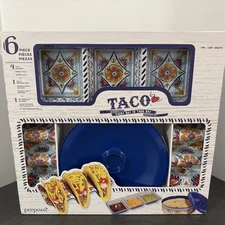 NEW Prepara 6 Piece Taco Party Serving Set - Durable Melamine Cinco De Mayo