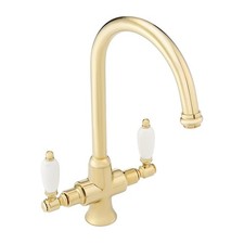 Dual Flow Mixer Tap Dorchester Kitchen Spout Faucet Gold Ceramic ENKI KT061