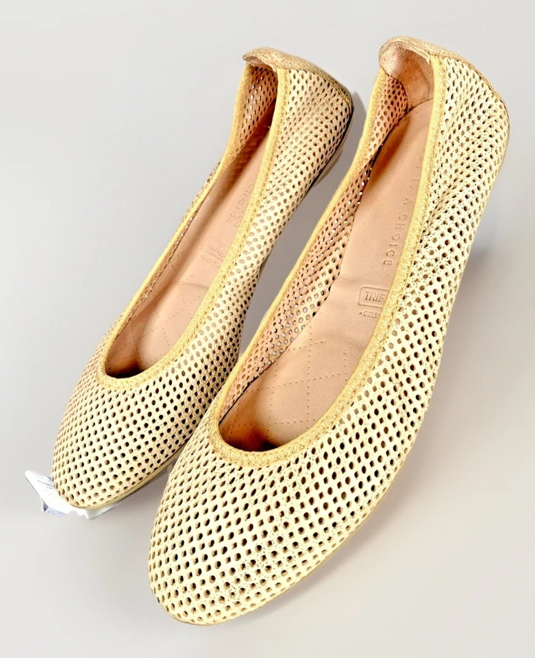 Hispanitas Mujer Stanton Ballet Plano Arena Rafia Cuero Zapatos 37.5/7.5 NUEVOS $229 Foto 3 de 4