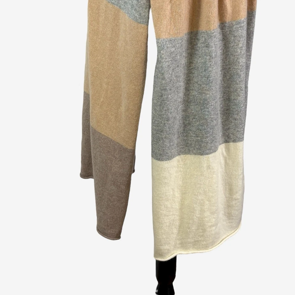 Envoltura de cachemir Garnet Hill OS talla única rayas neutras 86" L x 27" W Foto 2 de 4