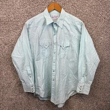 VTG Rockmount Ranch Wear Shirt Mens 2XL Blue Western Pearl Snap Long Sleeve 90s