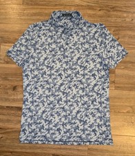 G Fore Fjord Skull  Crossbones Gray Camo Golf Polo Mens SS Button Up - M EUC