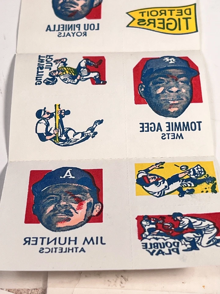 1971 Topps Tatuajes #9 Hank Aaron, Pérez, Hunter, Agee, Piniella, McAullife ¡RARO! Foto 3 de 4