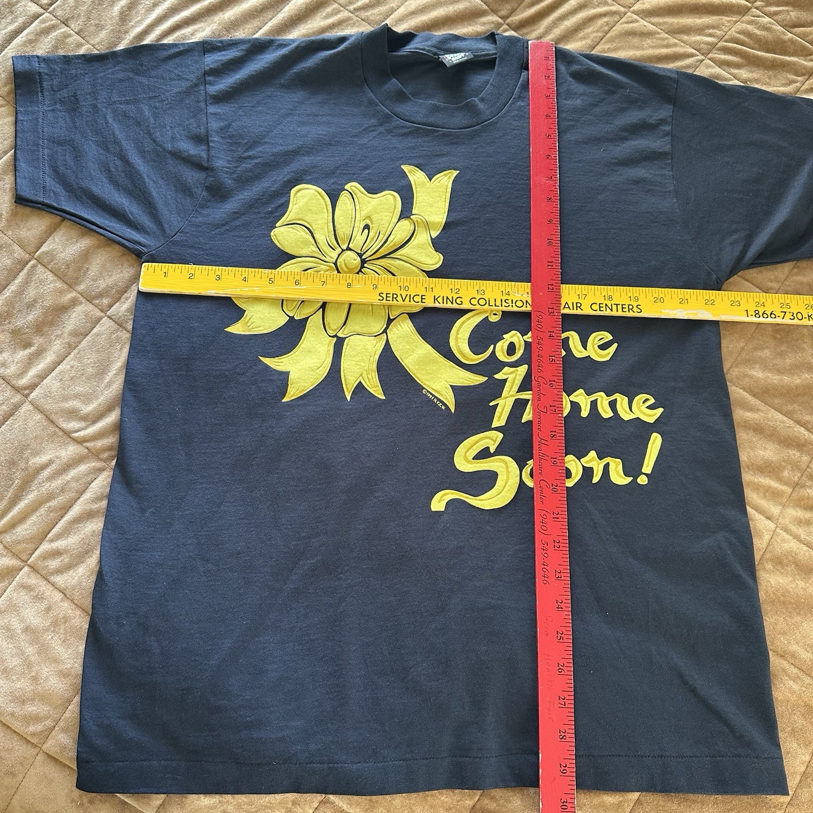 Vintage Single Stitch Shirt Desert Storm Yellow Ribbon  Black Screen Stars XL