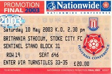 TICKET: CONFERENCE PLAY OFF FINAL 2003 Dagenham v Doncaster @ Stoke City