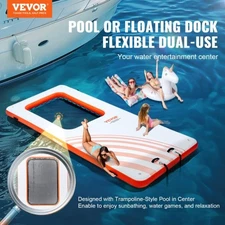 VEVOR Inflatable Floating Dock, 15x6.5FT Inflatable Dock Platform with 4*6FT Tra