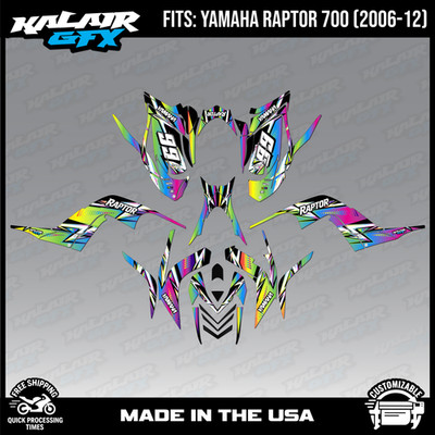 Graphics Kit for Yamaha ATV Raptor 700 (2006-2012) Shred - RAINBOW