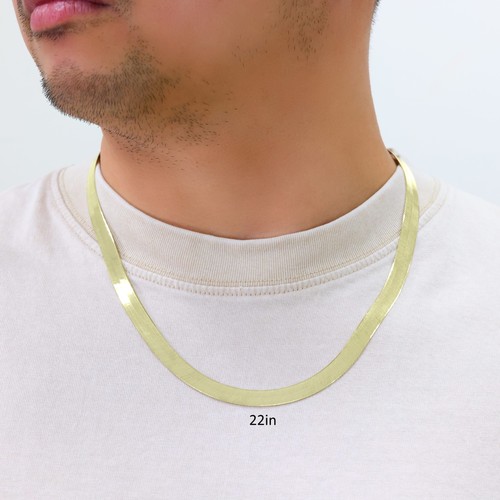 10K Gelbgold massive 3mm-9mm flache Fischgrät Kette Halskette Damen Herren 16"-24" - Bild 42 von 75