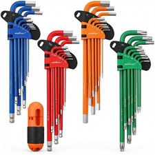 Hex Key Allen Wrench Set 37PCS SAE Metric Star Ball End with Handle