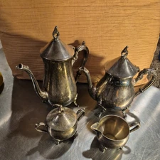 Vintage Four Piece Silver Plated Tea &Coffee Set by Viners , Sheffield Uncleaned