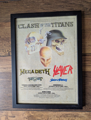 Clash of the Titans Megadeth Slayer Framed Kerrang! A4 Promo Ideal Gift