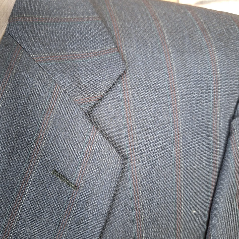 Traje Gianelli 2 Piezas Para Hombre 40S 36X26 Gris Oscuro Multicolor Rayas VL Lana Trevira Foto 3 de 4