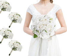 Elegant Set of 4 Bridesmaid Bouquets with Artificial Roses for Weddings