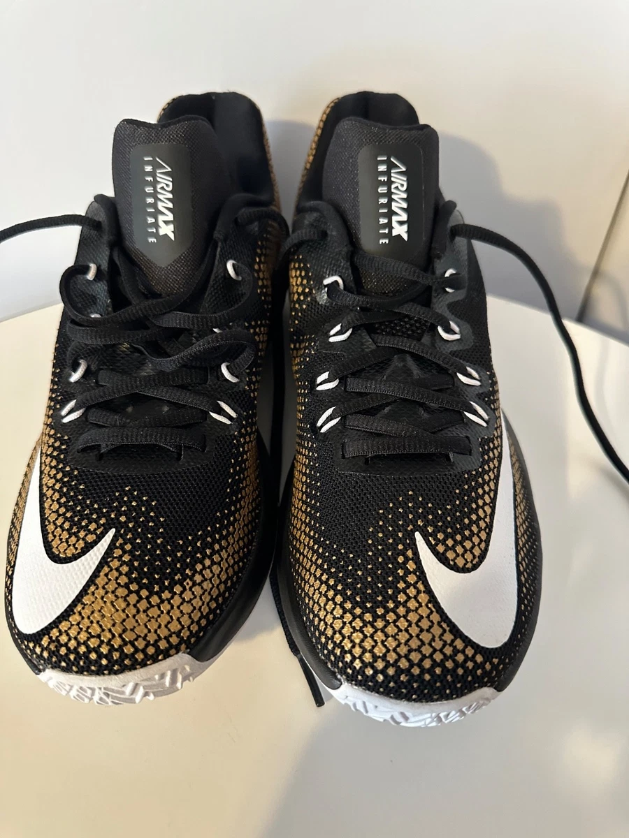 Nike Air Max Infuriate Low Black White Gold for Sale