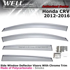 WELLvisors For Honda CRV 12-16 Window Visors Rain Guards Deflectors Chrome Trim