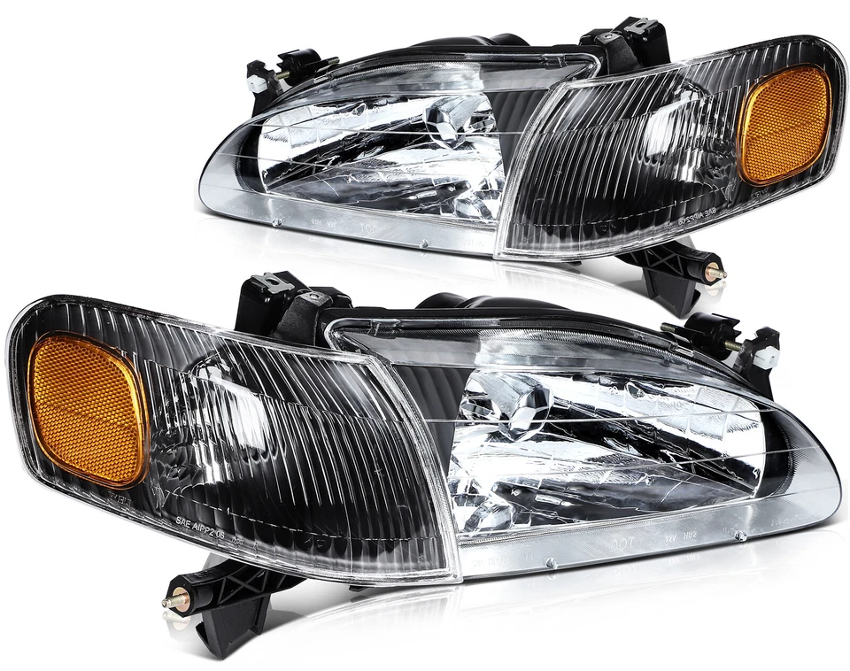 Black Headlights & Corner Signal Light Set For Toyota For Corolla 1998-2000 Foto 3 de 4
