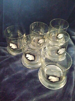 Heavy Vintage Cocktail Glasses Featuring a White Horse Head- set of 6