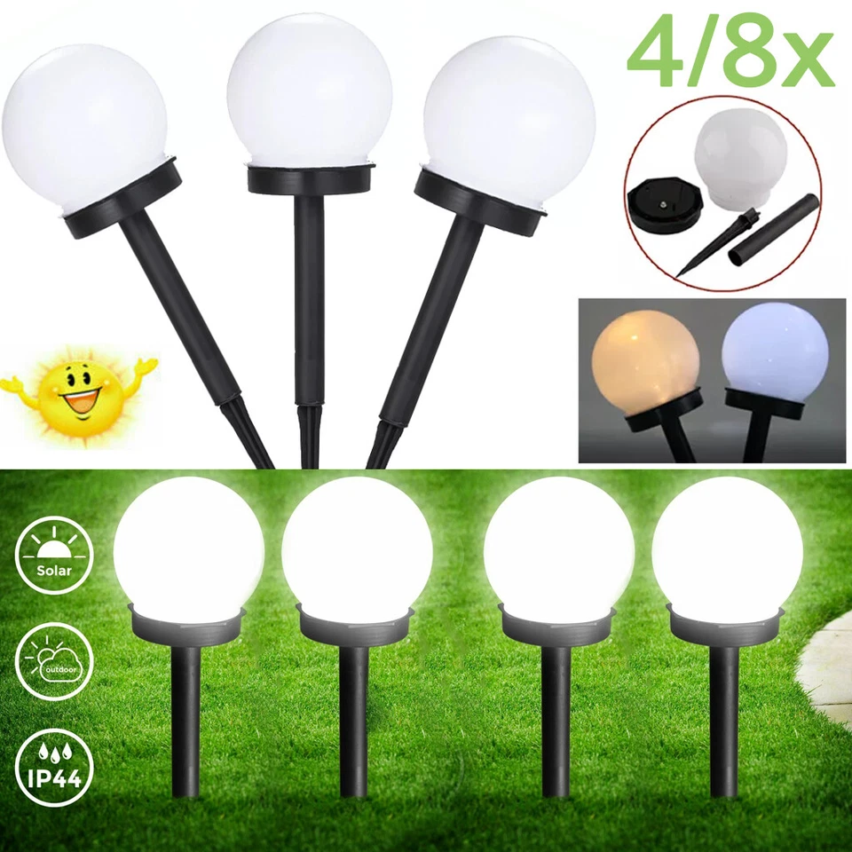 4-8 Set LED Solar Leuchten Garten Beleuchtung Außen Kugel Lampen Terrassen Licht - Bild 2 von 4