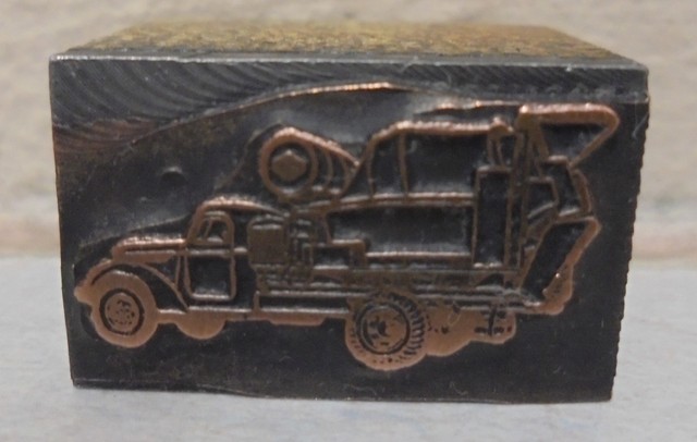 VINTAGE Cement Truck Metal & Wood Letterpress Printing Block Type NICE