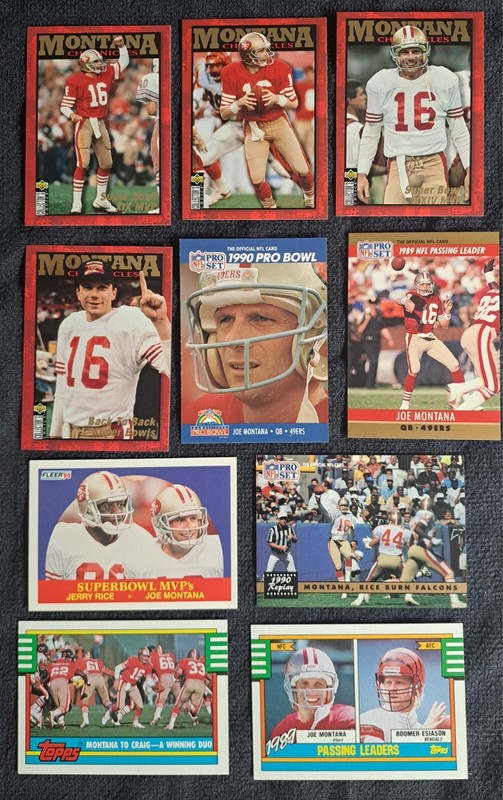 10 JOE MONTANA HOF Cards 49ers Chronicles Pro Set Fleer Topps Notre Dame J Rice