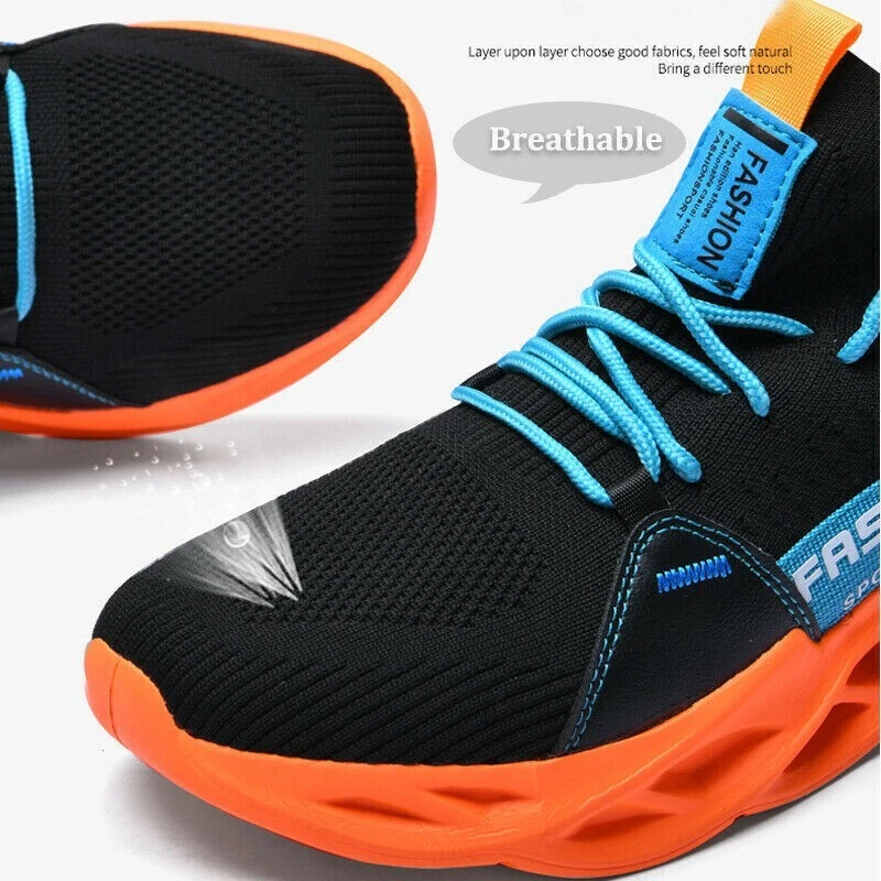 MENS SHOCK ABSORBING RUNNING TRAINERS CASUAL LACE GYM WALKING SPORTS SHOES SIZE - Image 3 of 4