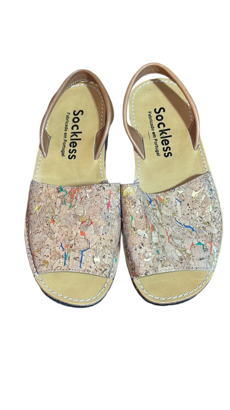 Sandalias de corcho para mujer con suela de banda de rodadura de neumáticos hechas en Portugal talla 37 (U. S. 6.5)