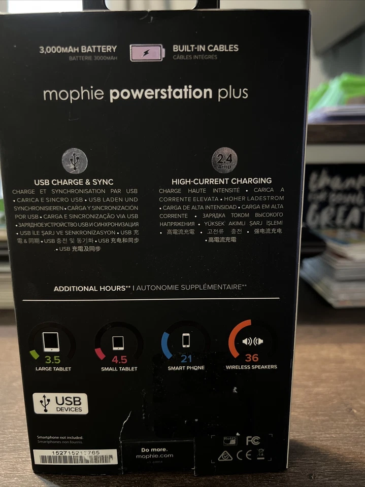 Carregador de bateria externo para smartphone Mophie 3000mAh micro USB Powerstation Plus - Imagem 2 de 4