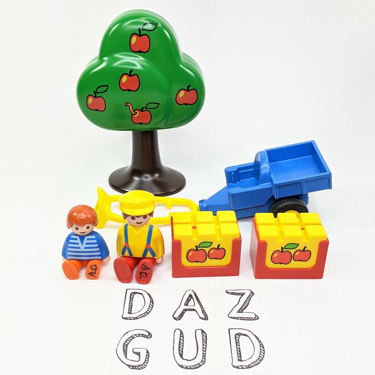 Vintage Rare 1996 PLAYMOBIL 1 2 3 - 6604 APPLE ORCHARD WAGON