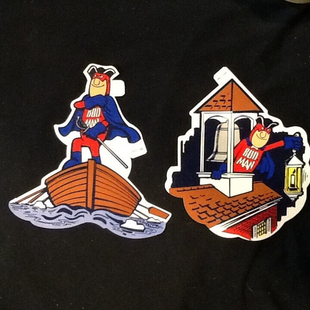 2 VINTAGE BUD MAN BUDWEISER BEER VINYL STICKER DECALS eBay