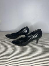 Vintage Women's Calvin Klein Leather Lizard Print Heels Size 8 N