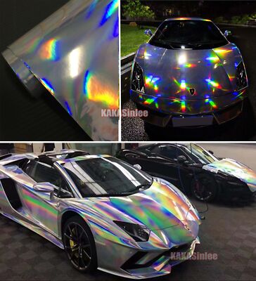 Flat Laser Chrome Chameleon Car Vinyl Wrap Hood Roof Motor PVC Sticker Silver US