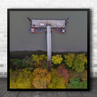 Hafen Herbst Luft Fall Boot Boote Beton Pier Steg Brücke Quadrat Druck
