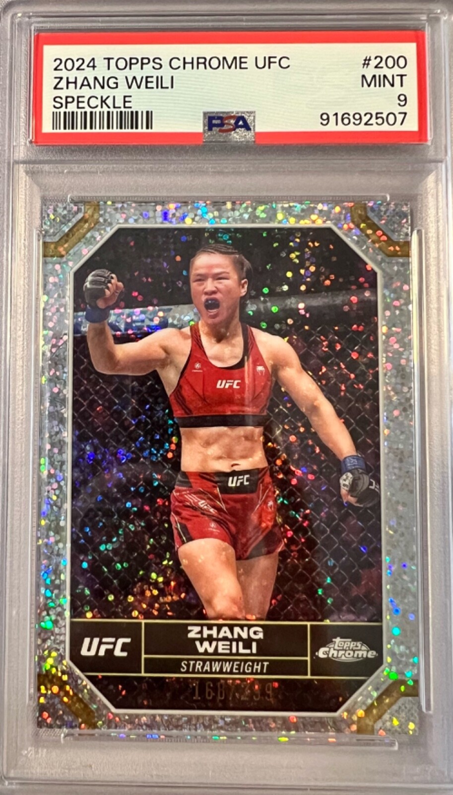2024 Topps Chrome UFC #200 Zhang Weili Speckle /299 PSA 9 POP 1 CHAMP