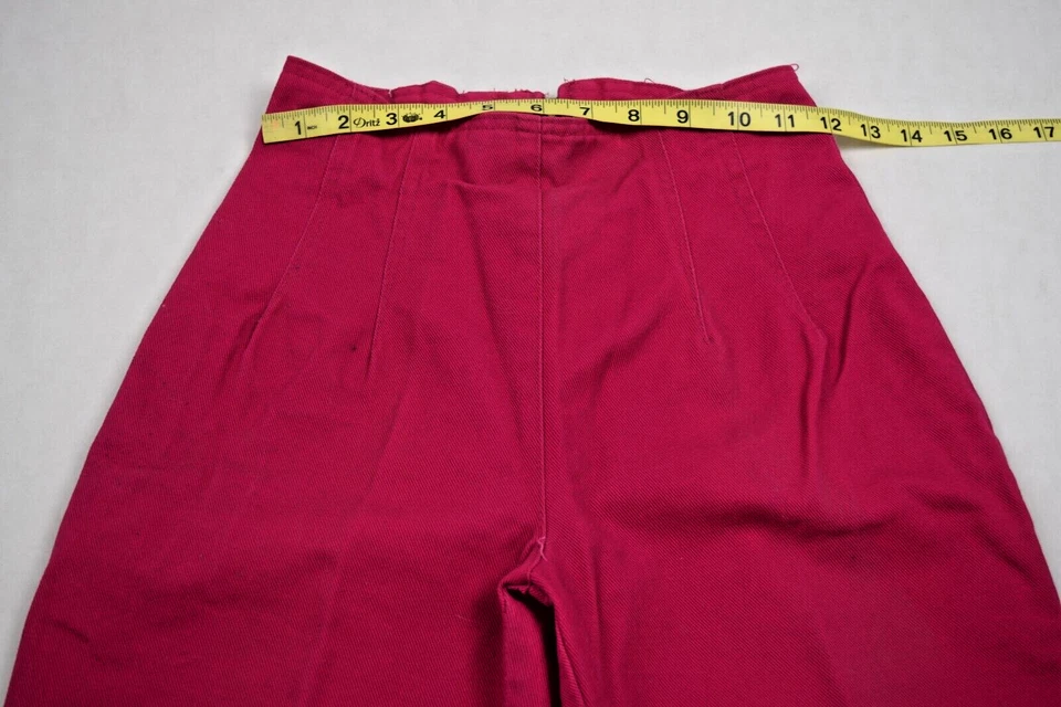 Pantalones Vintage Paris Azul Talla S/M80s Rosa Caliente Cintura Ultra Alta Cónico Capri Foto 4 de 4