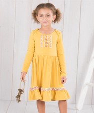 Matilda Jane VAULT Good Vibes Lap Dress 2 Girls Yellow Knit Adventure Begins NWT