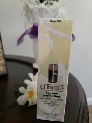 Clinique beyond perfecting foundation + concealer 1.0 oz/30 ml Sand #18 NIB $38