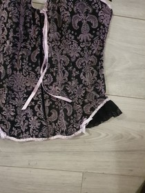 Vintage Ann Summers Black & Dusky Pink Boned Corset Top Size 8-10