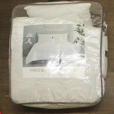 hallmart Selina 9-Piece Comforter Bedding Set 95747 White / Silver Stripe Queen